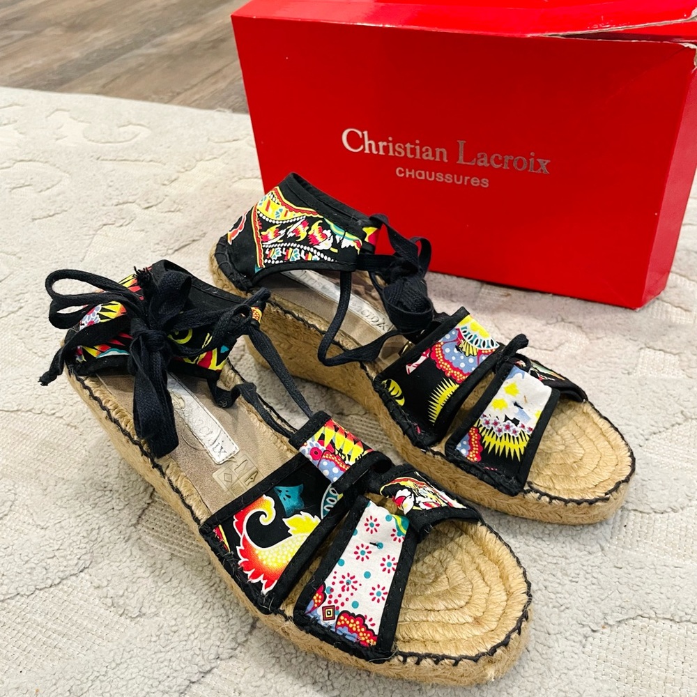 AUTHENTIC Christian Lacroix Espadrilles Wedge Heels Shoes